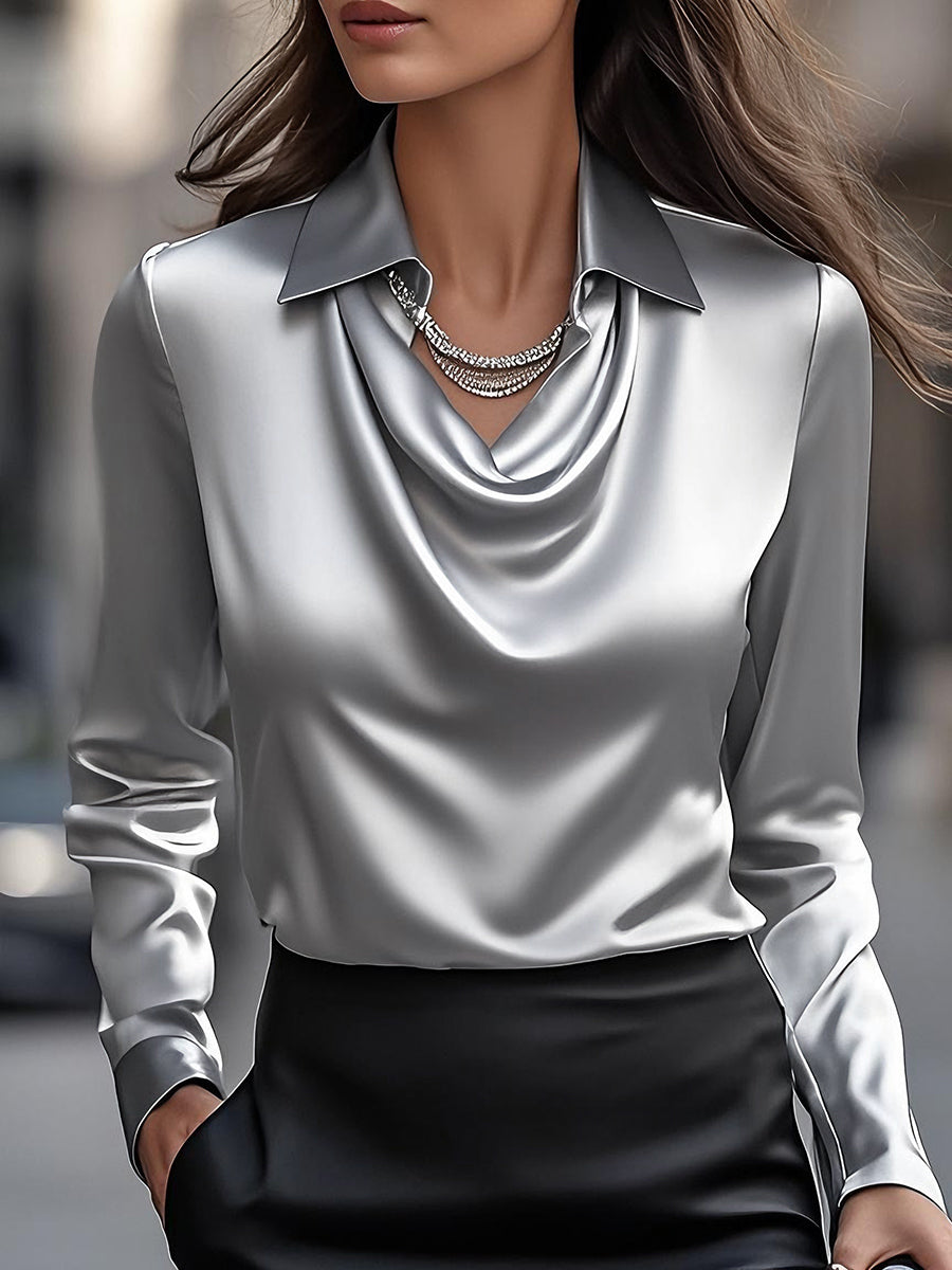 Lysande – Bluse med draperet krave