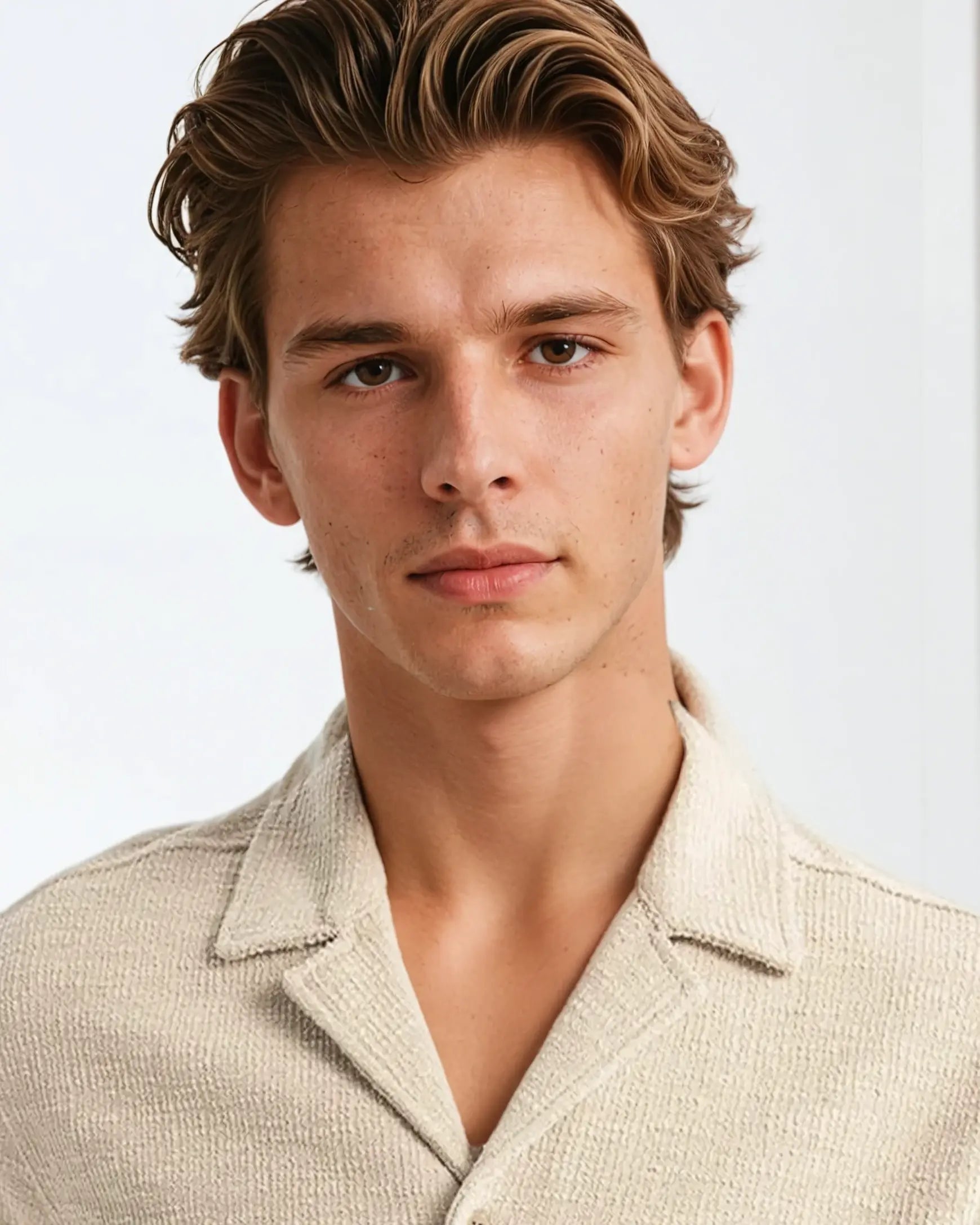 Vaffel Skjorte Beige